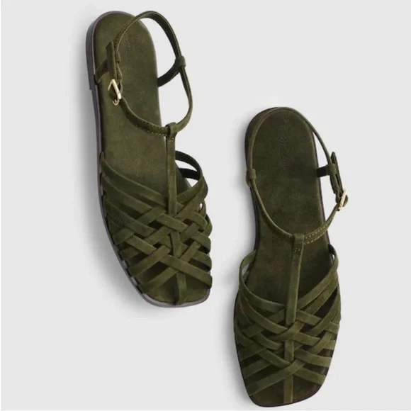 Madewell Olive Braided Suede Sandals - Picture 1 of 3